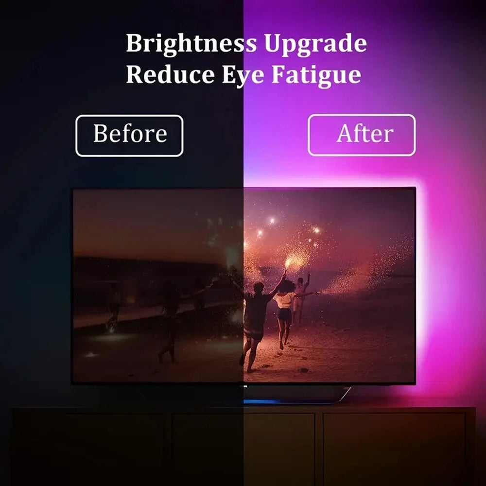 Intelligente RGBIC-TV-Hintergrundbeleuchtung für 55-75-Zoll-Fernseher, Kamera und Bluetooth-App