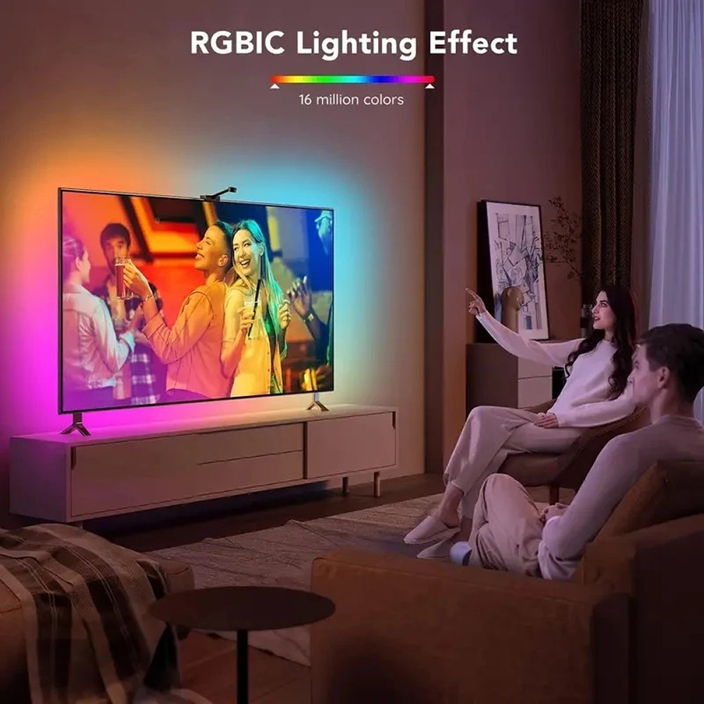 Intelligente RGBIC-TV-Hintergrundbeleuchtung für 55-75-Zoll-Fernseher, Kamera und Bluetooth-App