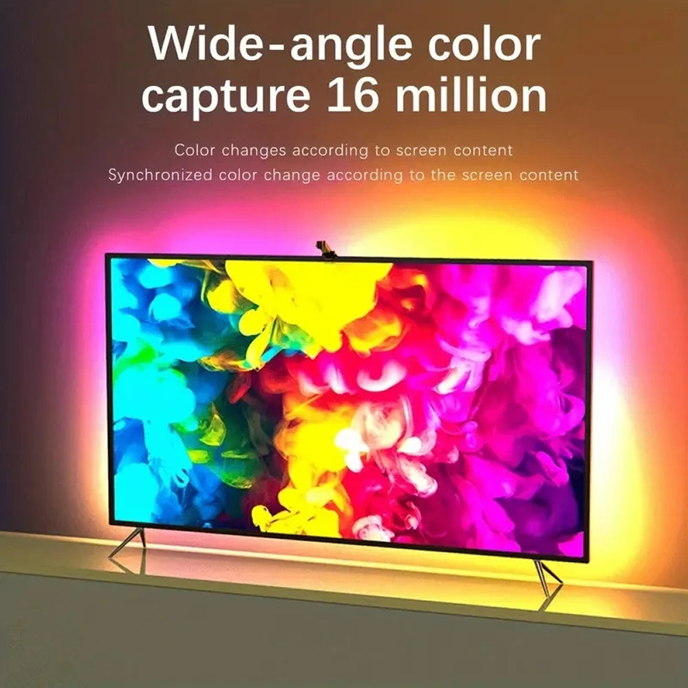 Intelligente RGBIC-TV-Hintergrundbeleuchtung für 55-75-Zoll-Fernseher, Kamera und Bluetooth-App