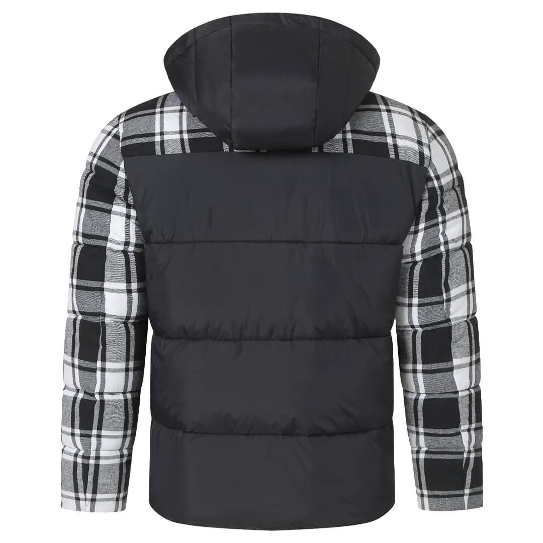 Men's Lightweight Checkered Puffer — Water-Resistant Polyester