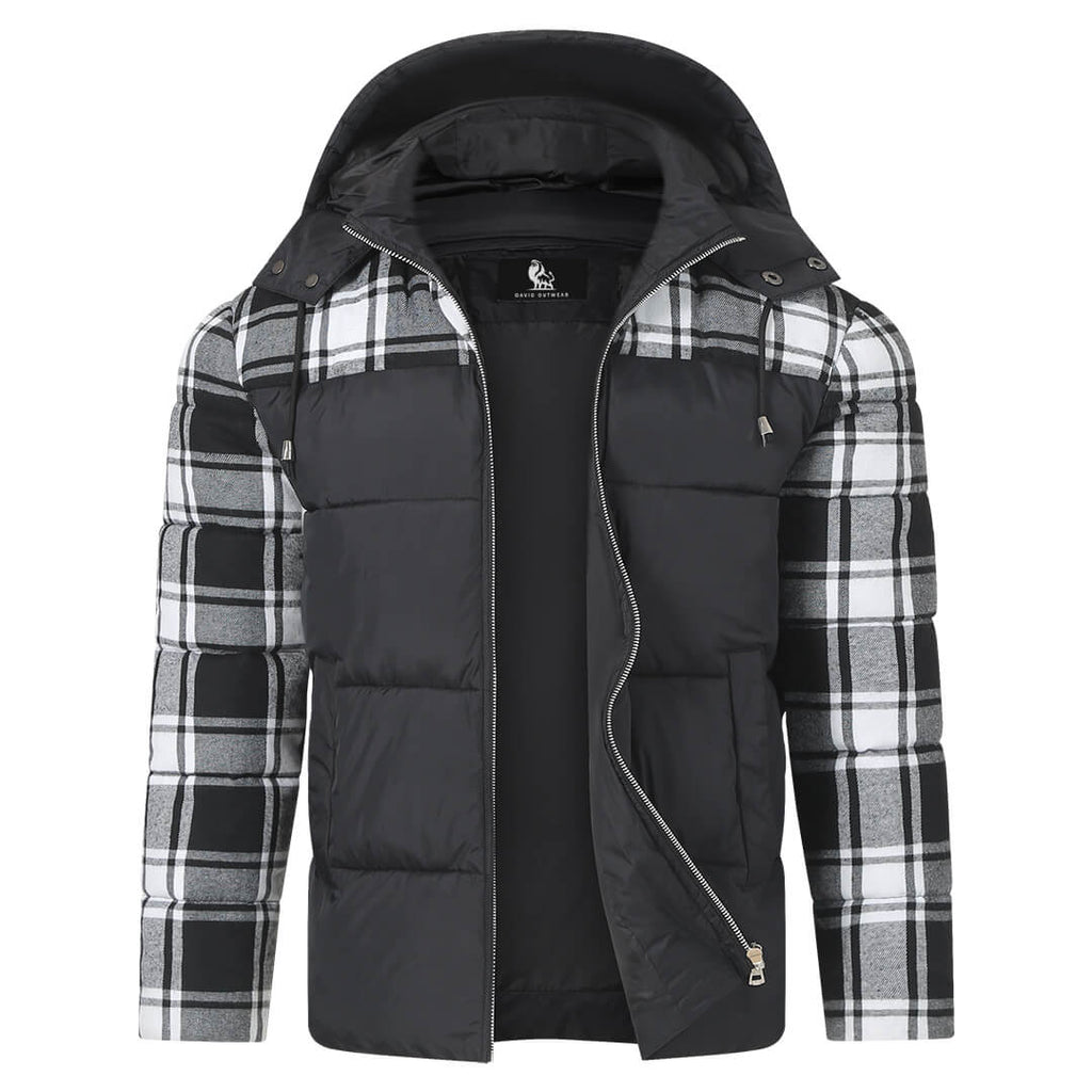 Men's Lightweight Checkered Puffer — Water-Resistant Polyester