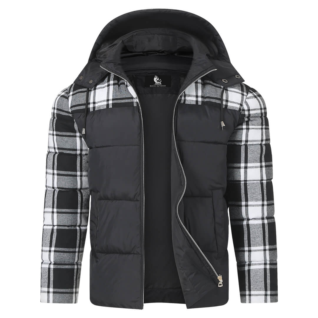 Men's Lightweight Checkered Puffer — Water-Resistant Polyester