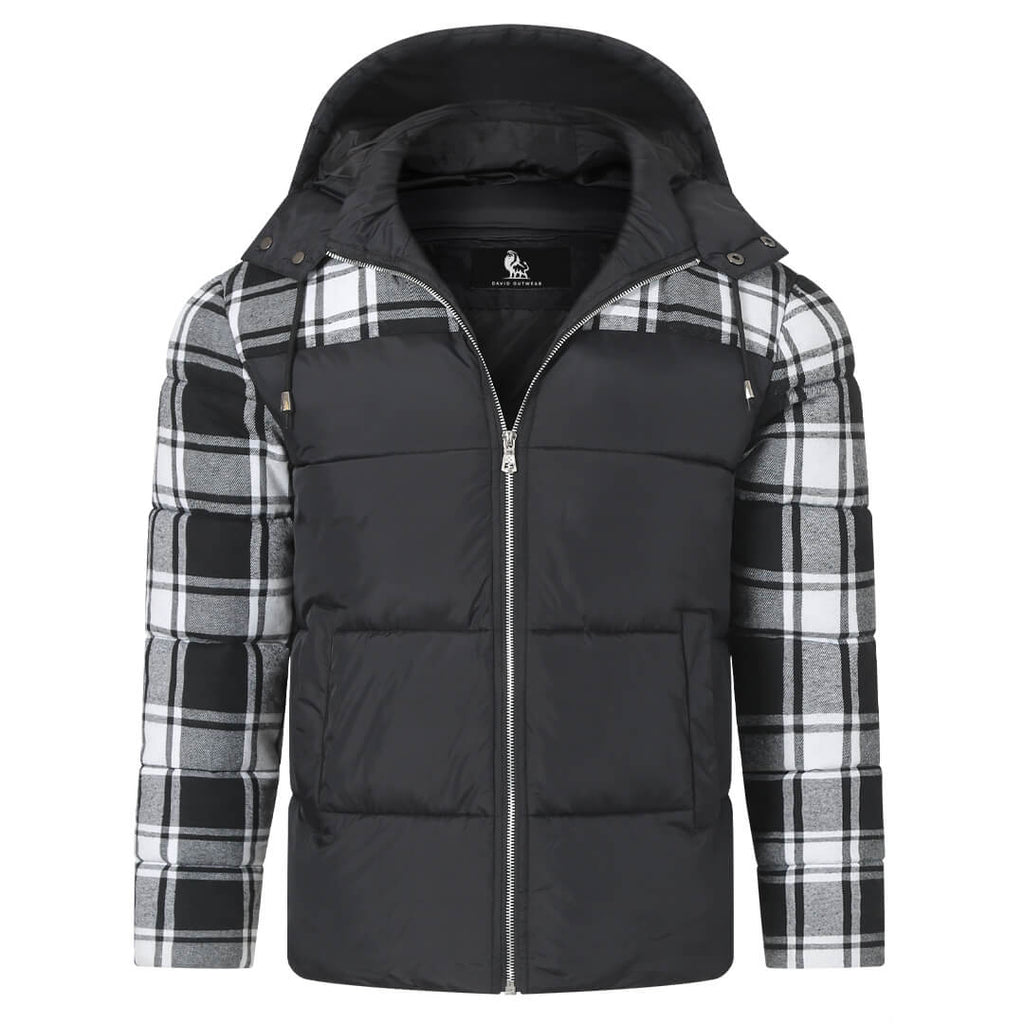 Men's Lightweight Checkered Puffer — Water-Resistant Polyester