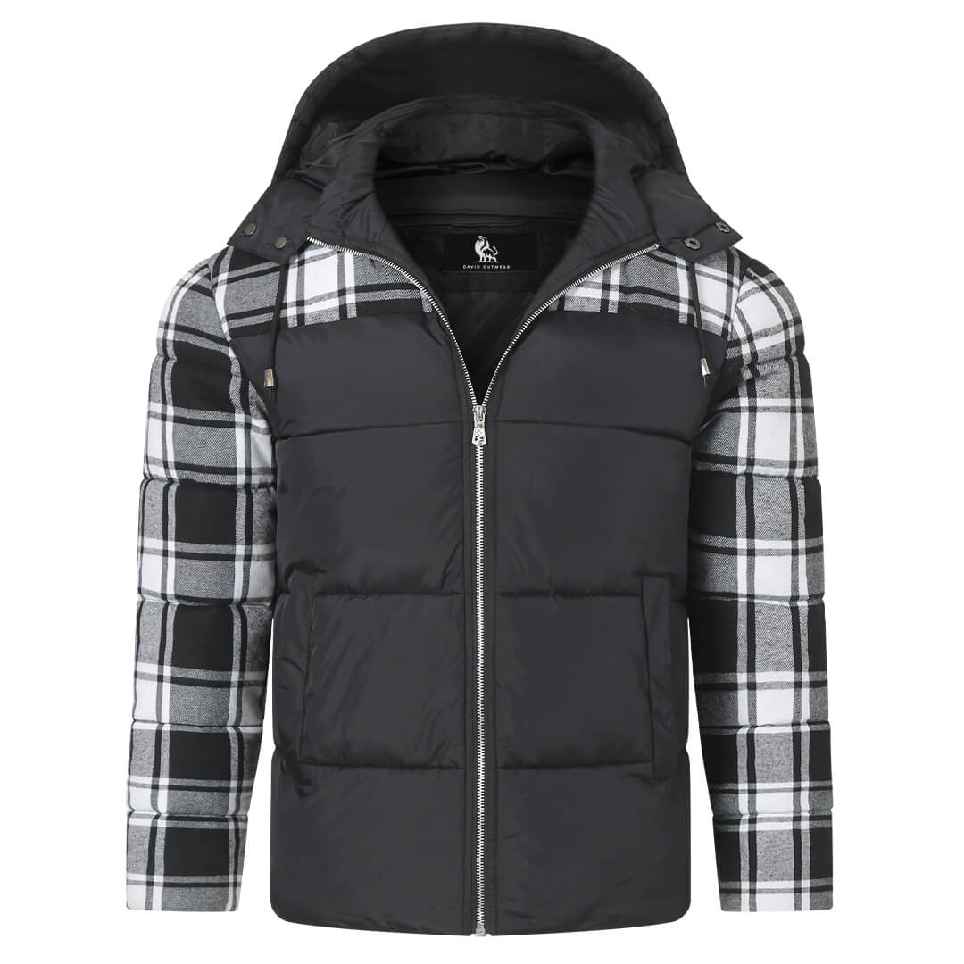 Men's Lightweight Checkered Puffer — Water-Resistant Polyester