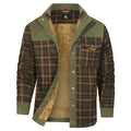 Men's Forest Green Checkered Cotton Blend Button-Front Shacket