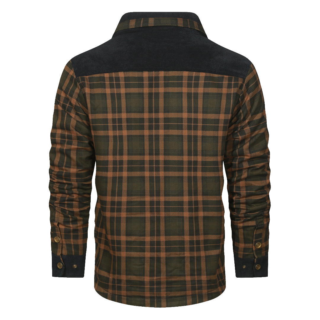Tjock overshirt i rutigt flanelltyg av bomulls- och polyesterblandning för män