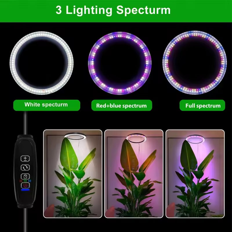Stojanové LED světlo pro pěstování s plným spektrem — časovač, stmívač, 3 režimy, 8-65 palců