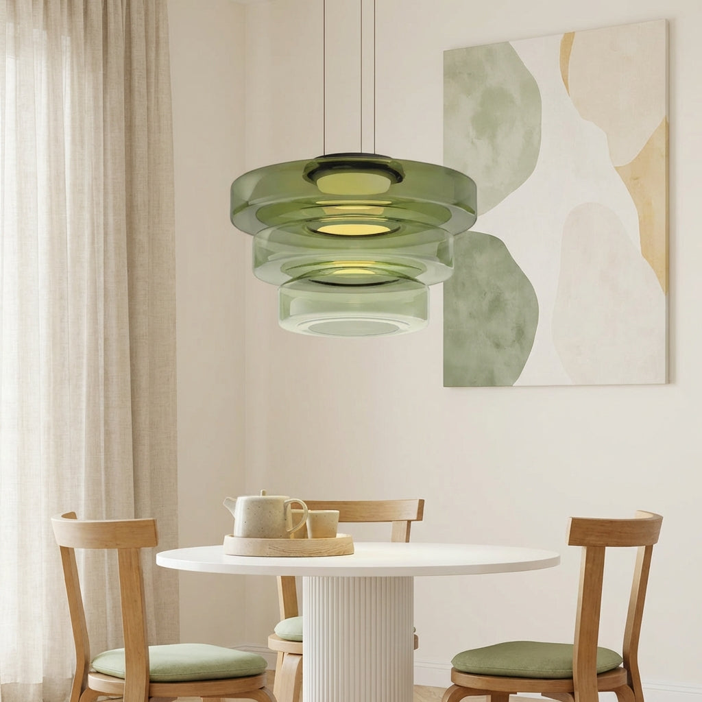LumenNova Dynamic Pendant Light In Amber Glass For Kitchen