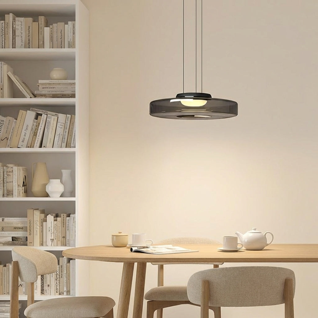 LumenNova Dynamic Pendant Light In Amber Glass For Kitchen
