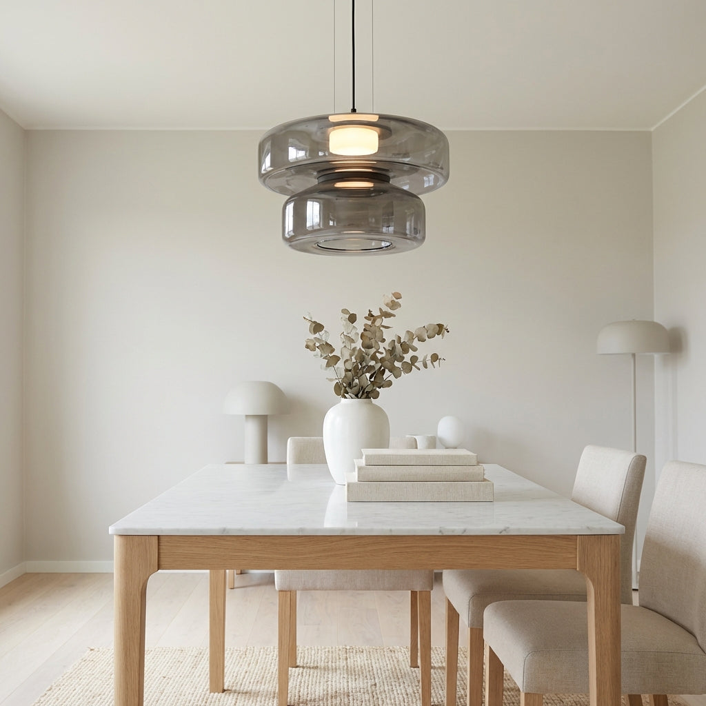LumenNova Dynamic Pendant Light In Amber Glass For Kitchen