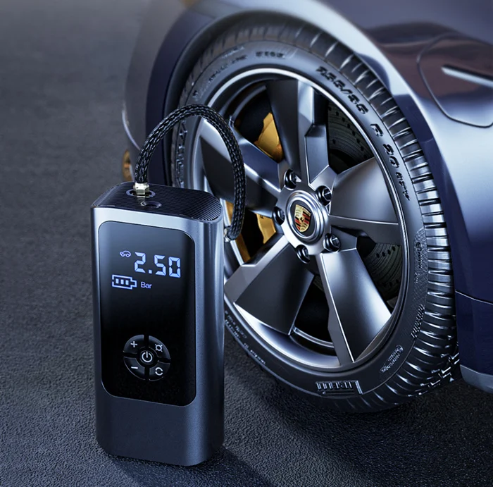 Portabel däckpump med uppladdningsbart batteri – digital luftpump på 150 PSI för bil, cykel och motorcykel, med automatisk avstängning