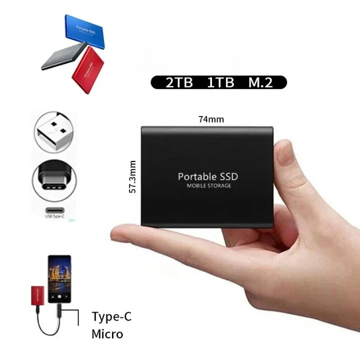 Bærbar ekstern SSD — USB-C-lagring med 1050 MB/s overføringshastighet