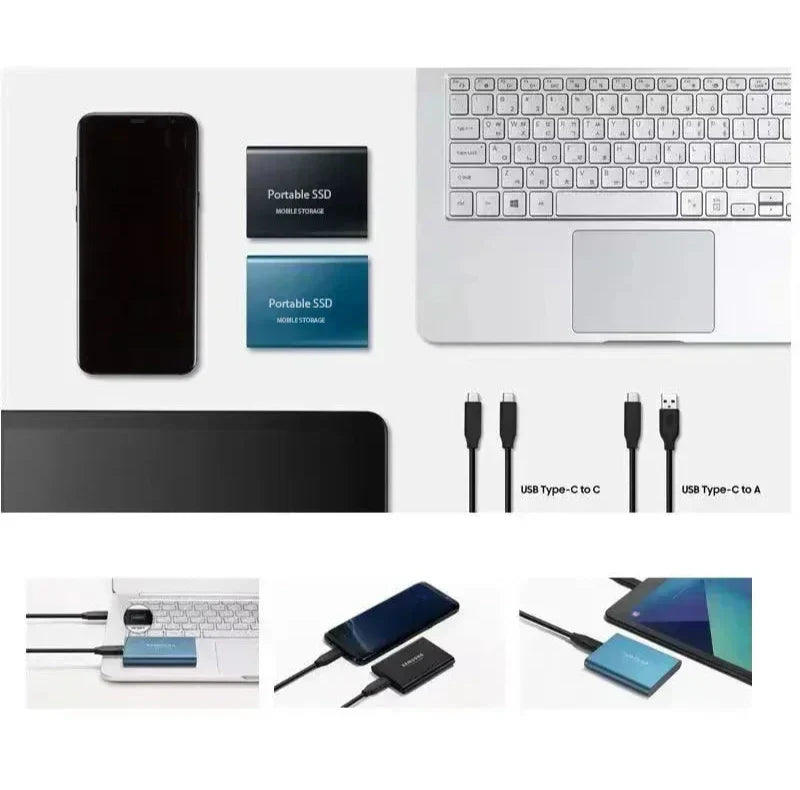 Bærbar ekstern SSD — USB-C-lagring med 1050 MB/s overføringshastighet
