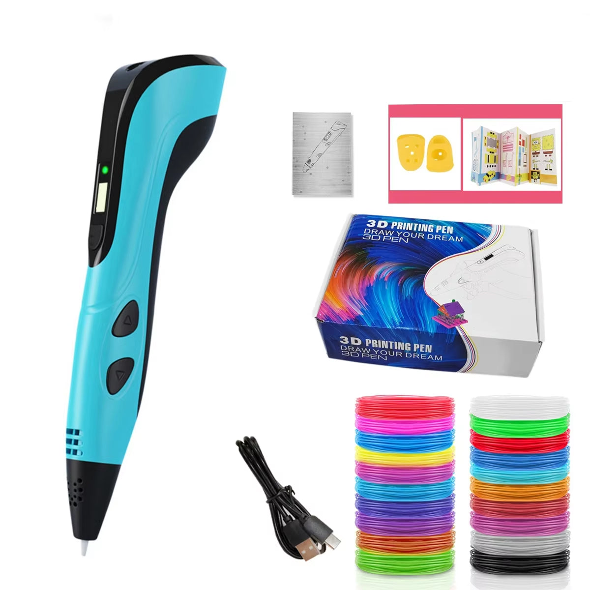 Kids' 3D Drawing Pen — 3 Speeds, Lightweight, LCD, Filament Compatible
