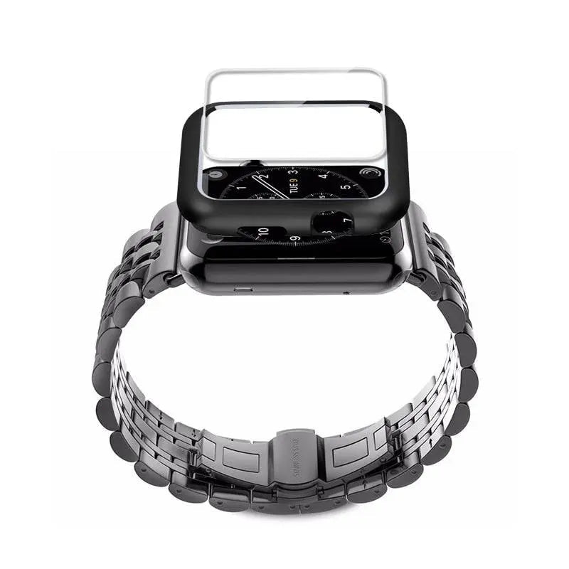 Ensemble bracelet en métal et coque de protection pour Apple Watch 38-44 mm