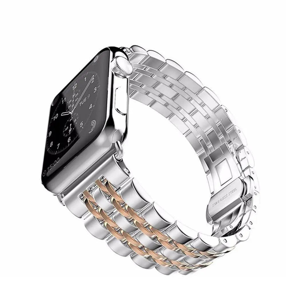 Ensemble bracelet en métal et coque de protection pour Apple Watch 38-44 mm