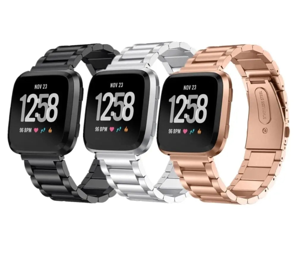 Fitbit Versa 2 交換用スチールリンクリストバンド - 調整可能ストラップ