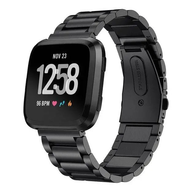 Fitbit Versa 2 交換用スチールリンクリストバンド - 調整可能ストラップ