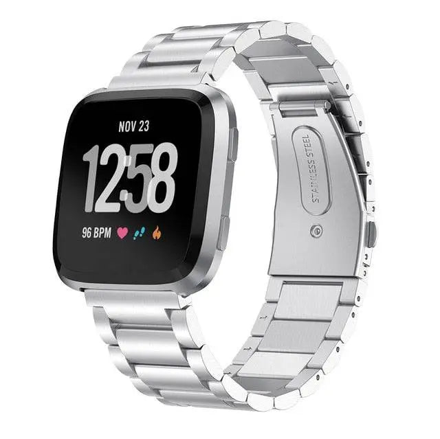 Fitbit Versa 2 交換用スチールリンクリストバンド - 調整可能ストラップ