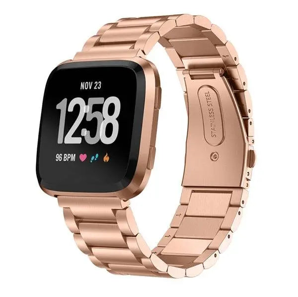 Fitbit Versa 2 交換用スチールリンクリストバンド - 調整可能ストラップ