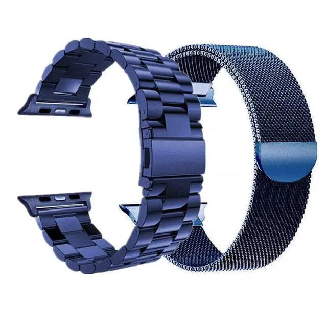Duas braceletes metálicas para relógio — conjunto de malha e elos para 42/44/46/49mm