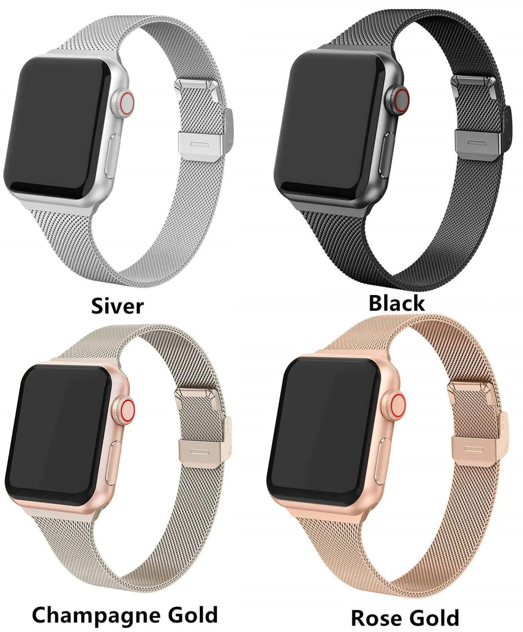 Apple Watch Stainless Steel Link Band — Magnetic Clasp, Sizes