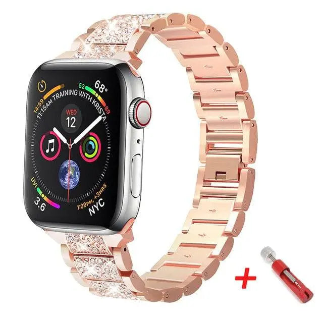 Dekorert stålreim til Apple Watch Series 38–44 mm + beskyttelsesdeksel