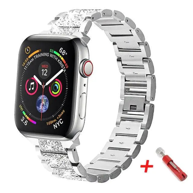 Dekorert stålreim til Apple Watch Series 38–44 mm + beskyttelsesdeksel