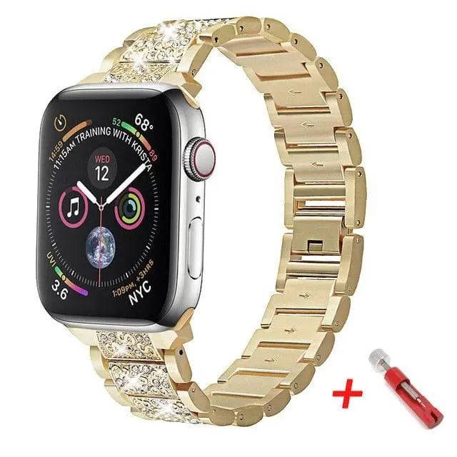 Dekorert stålreim til Apple Watch Series 38–44 mm + beskyttelsesdeksel