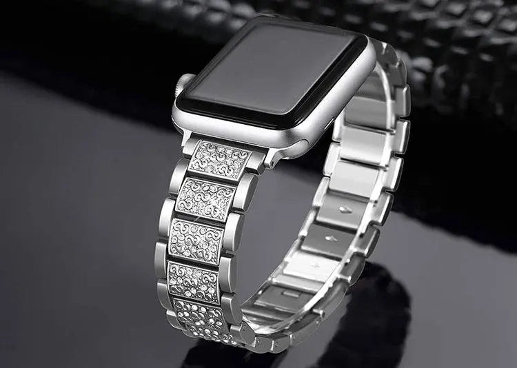 Dekorert stålreim til Apple Watch Series 38–44 mm + beskyttelsesdeksel