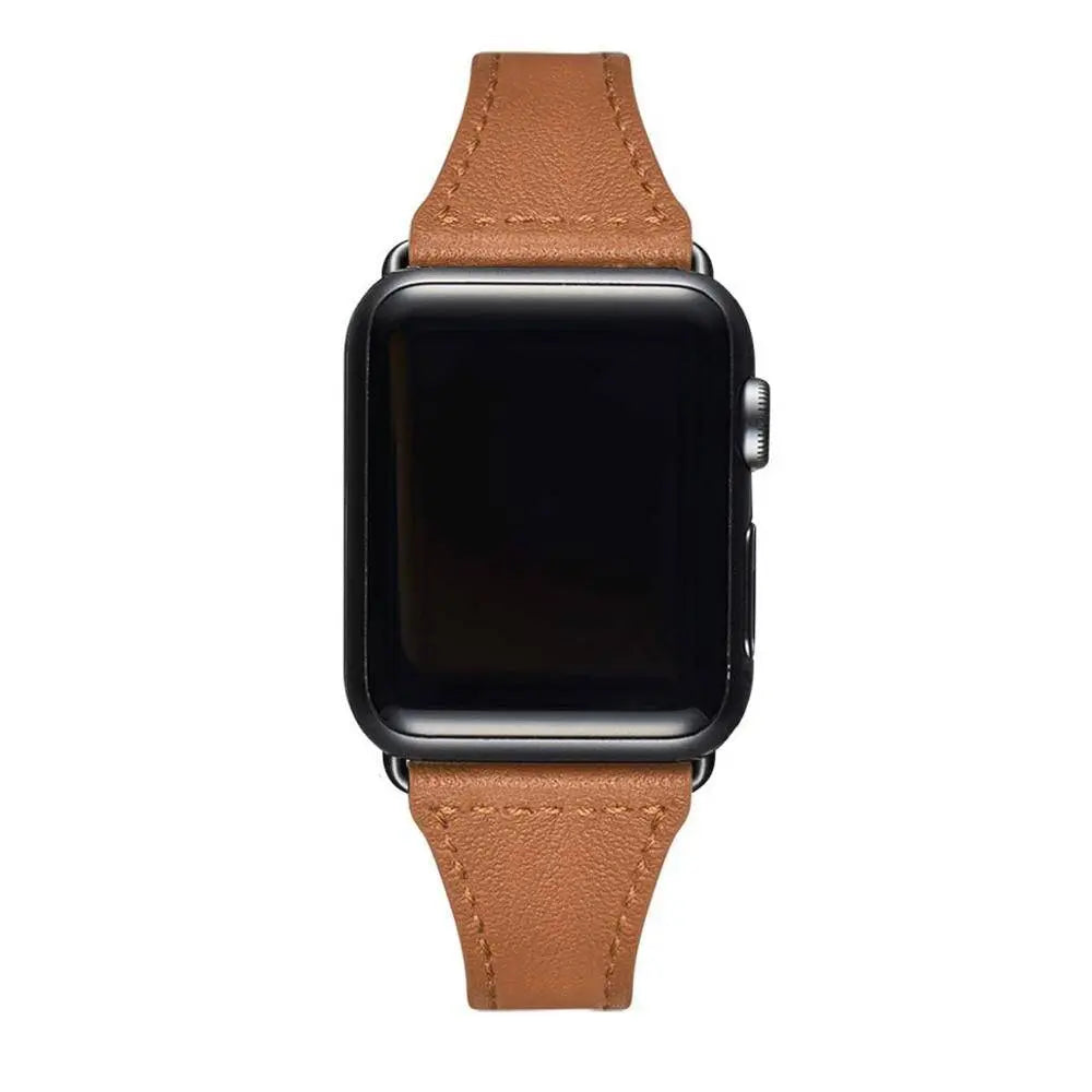 Smal rem i koskinn för kvinnor till Apple Watch — justerbart fjärilsspänne