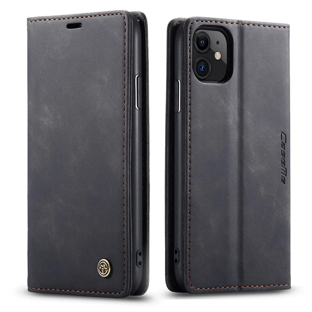Plånboksfodral med läderfinish för iPhone 11/11 Pro/Pro Max, kortplatser
