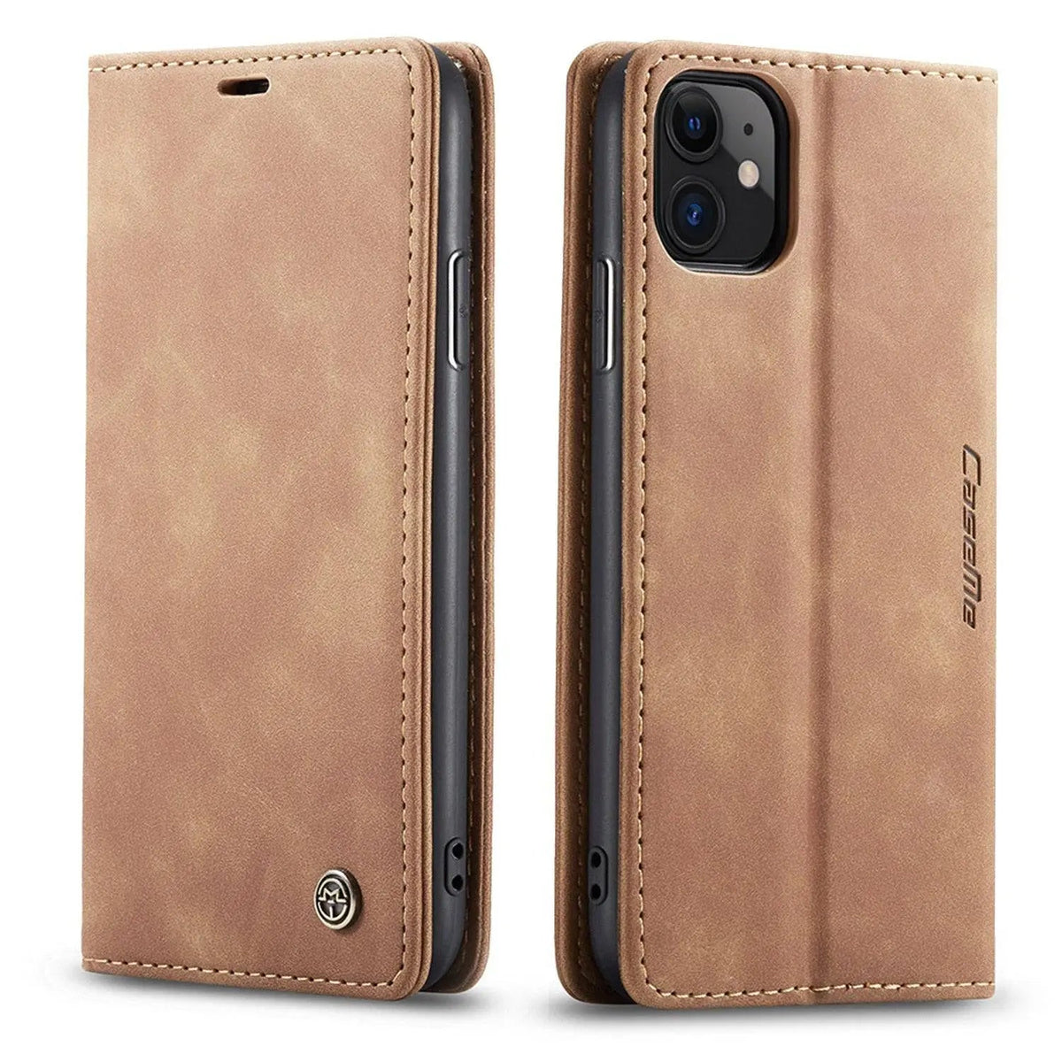 Plånboksfodral med läderfinish för iPhone 11/11 Pro/Pro Max, kortplatser