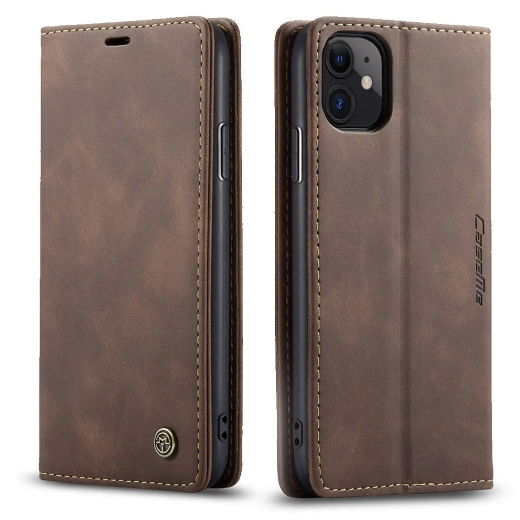 Plånboksfodral med läderfinish för iPhone 11/11 Pro/Pro Max, kortplatser