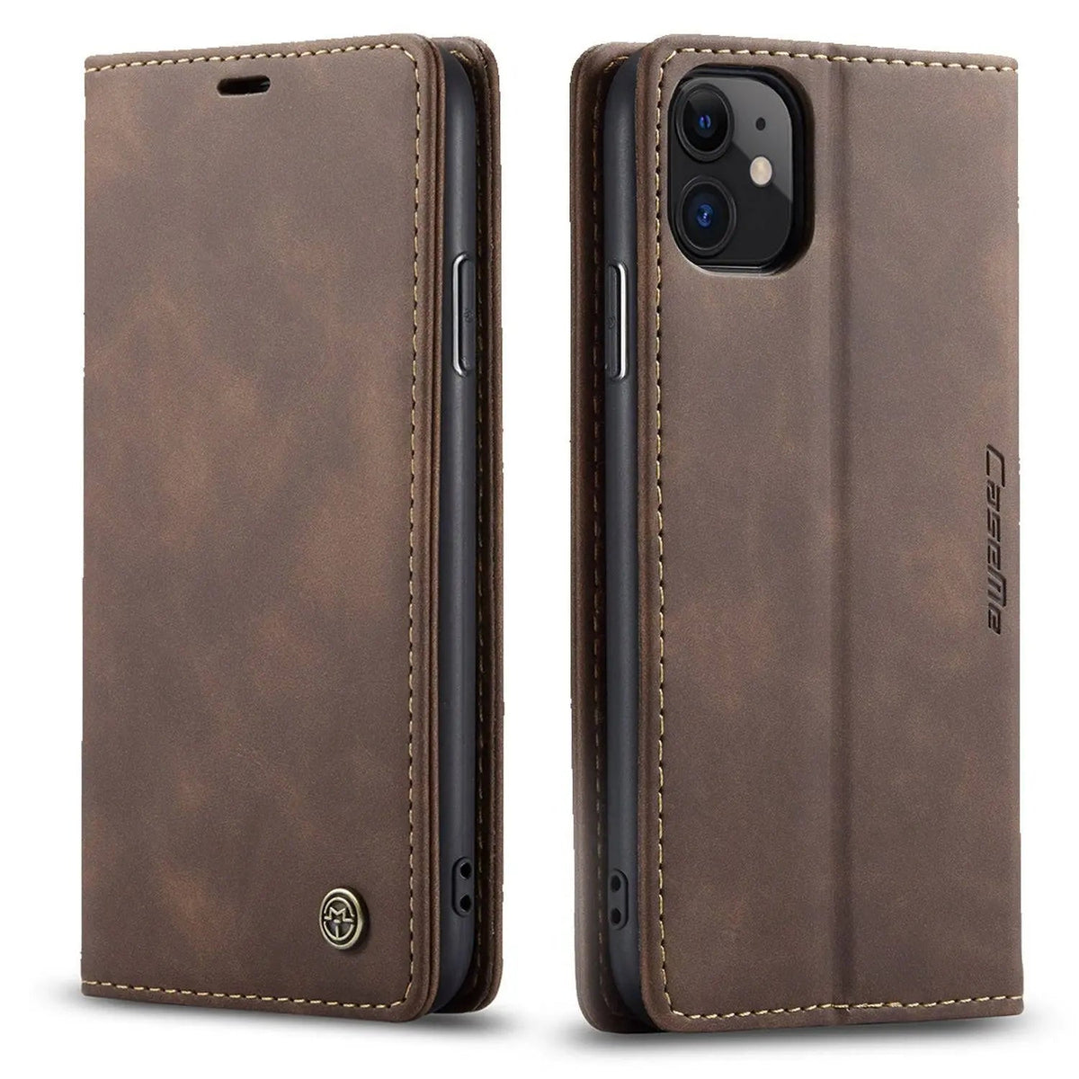 Plånboksfodral med läderfinish för iPhone 11/11 Pro/Pro Max, kortplatser