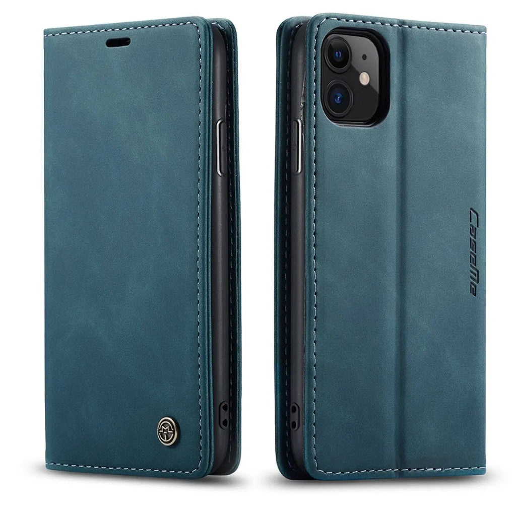 Plånboksfodral med läderfinish för iPhone 11/11 Pro/Pro Max, kortplatser