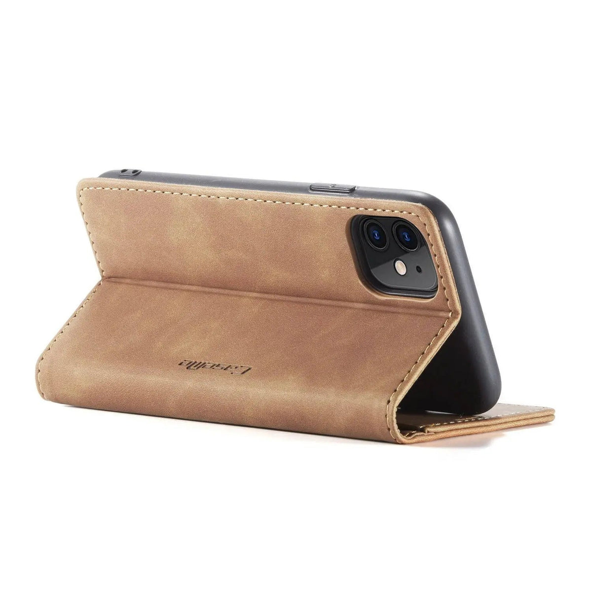 Plånboksfodral med läderfinish för iPhone 11/11 Pro/Pro Max, kortplatser