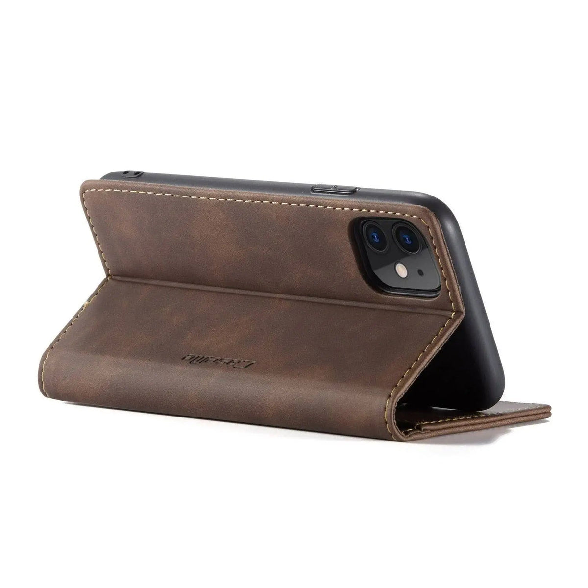 Plånboksfodral med läderfinish för iPhone 11/11 Pro/Pro Max, kortplatser