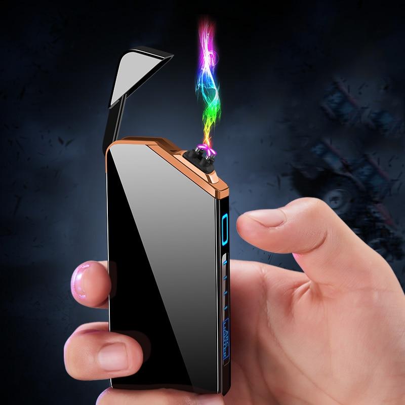 Isqueiro de arco recarregável, resistente ao vento, para velas, grelhadores e campismo, portátil e de bolso, preto, com alimentação USB, sem chama