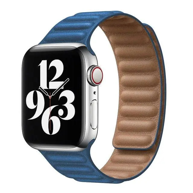 Correa magnética ajustable de cuero para reloj inteligente, fundas de 38-49 mm