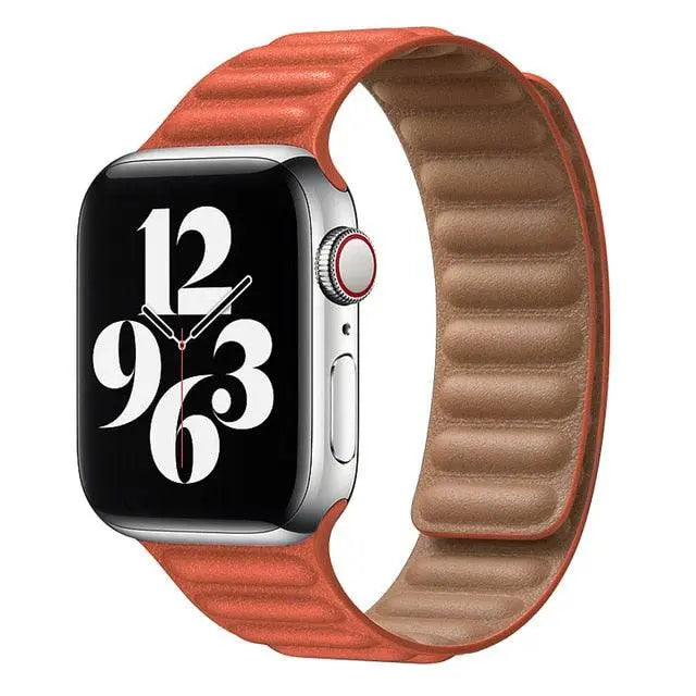 Correa magnética ajustable de cuero para reloj inteligente, fundas de 38-49 mm