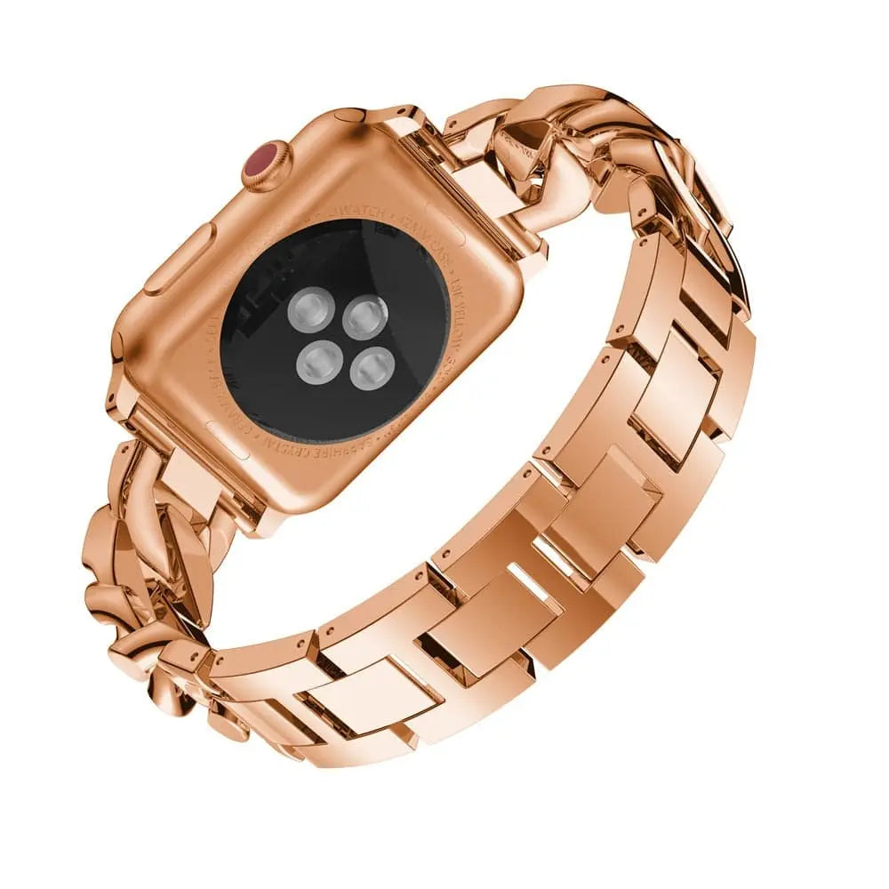 Pulseira ajustável de elos em aço inoxidável com detalhe em cristal, 38–49mm