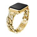 Pulseira ajustável de elos em aço inoxidável com detalhe em cristal, 38–49mm