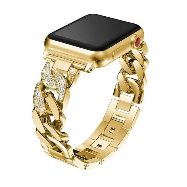 Pulseira ajustável de elos em aço inoxidável com detalhe em cristal, 38–49mm
