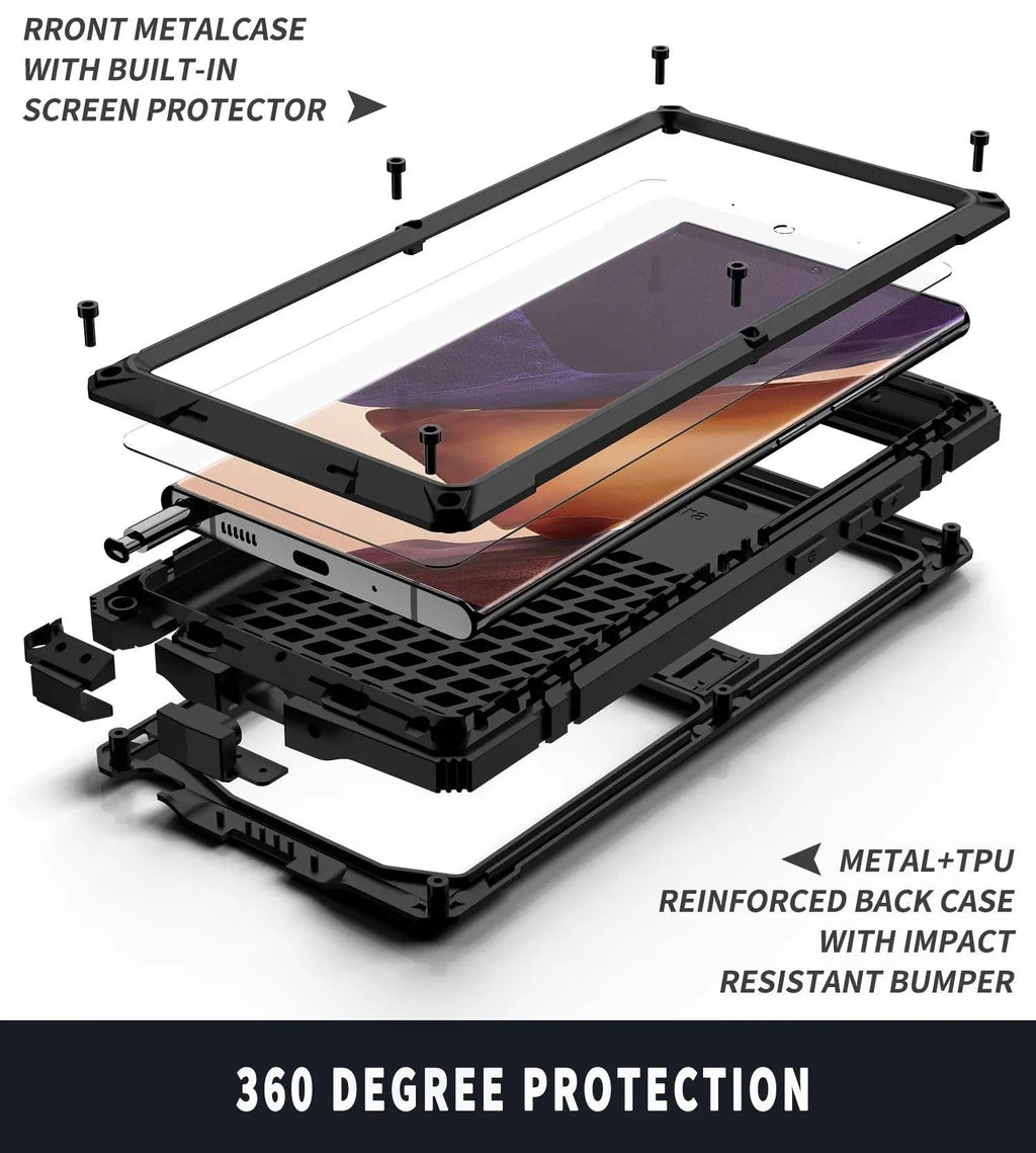 Note 20 & Note 20 Ultra Aluminum Case — Tempered Glass, Kickstand