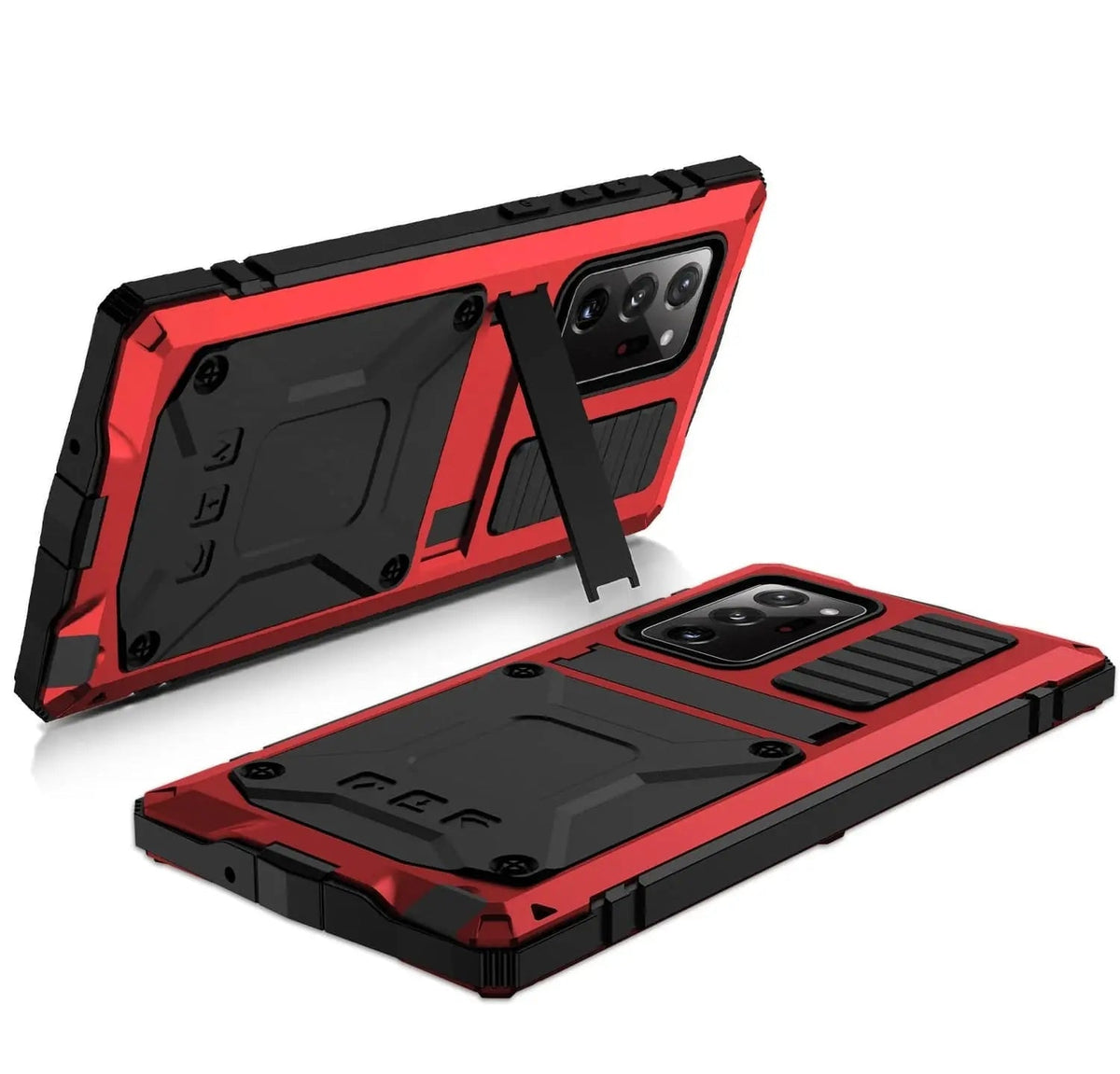 Funda de aluminio para Galaxy S21 — Vidrio templado, soporte plegable y protección contra caídas