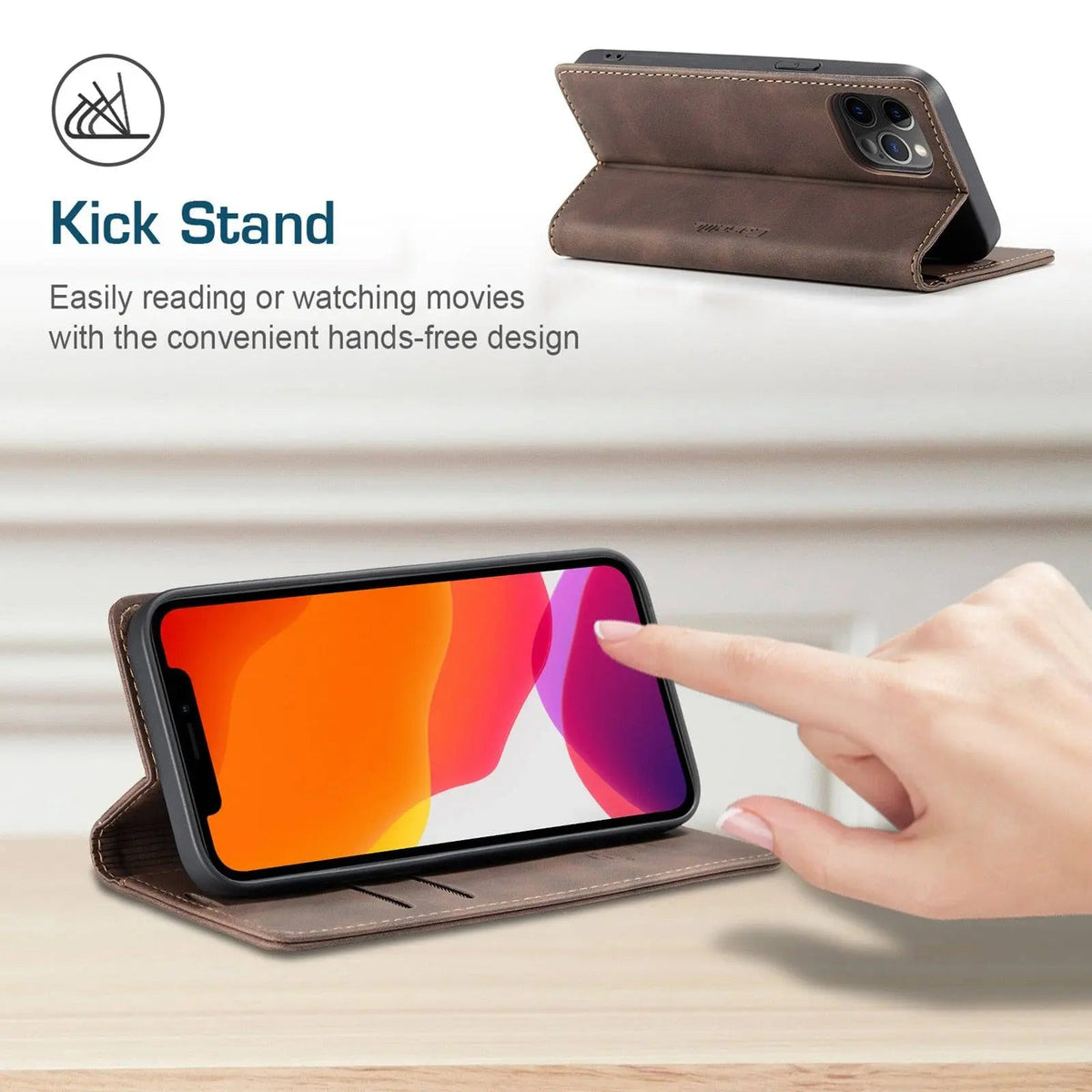 iPhone 12 Leather Wallet Case — Card Slots for Mini, Pro & Pro Max