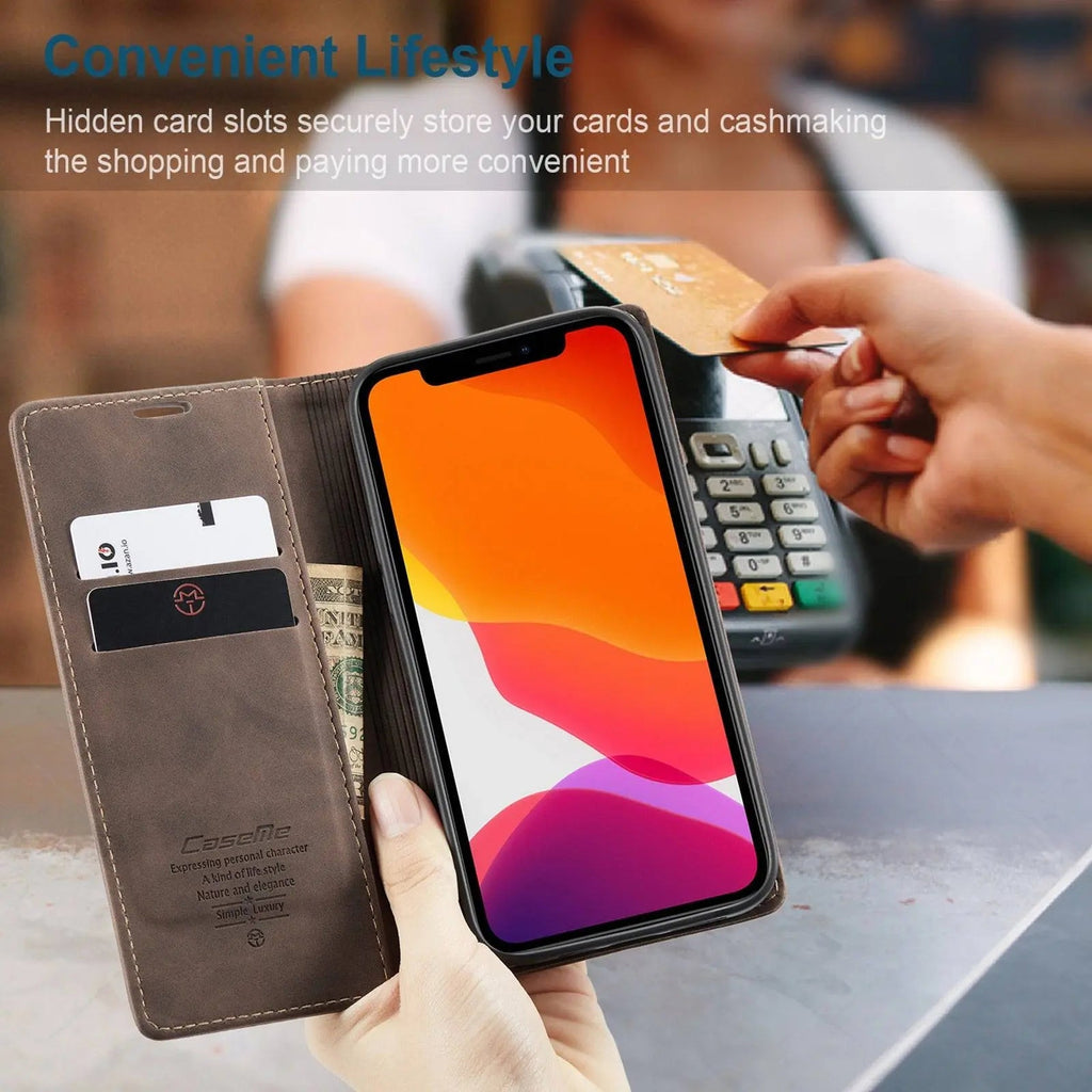 iPhone 12 Leather Wallet Case — Card Slots for Mini, Pro & Pro Max