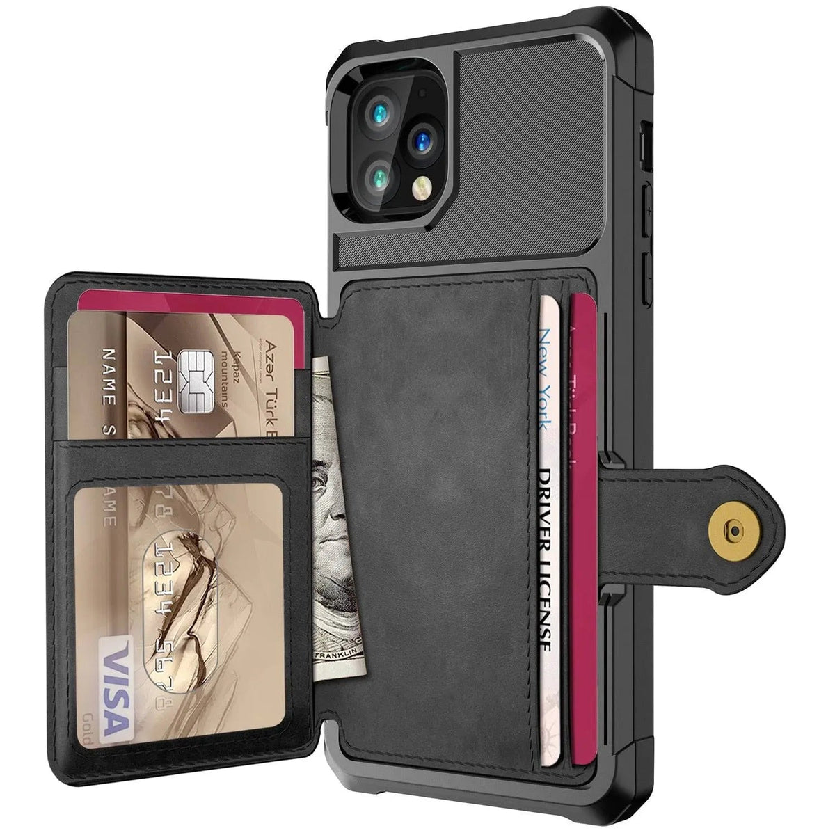 Folio-Wallet-Hülle für die iPhone-12-Serie — Kantenschutz in Lederoptik
