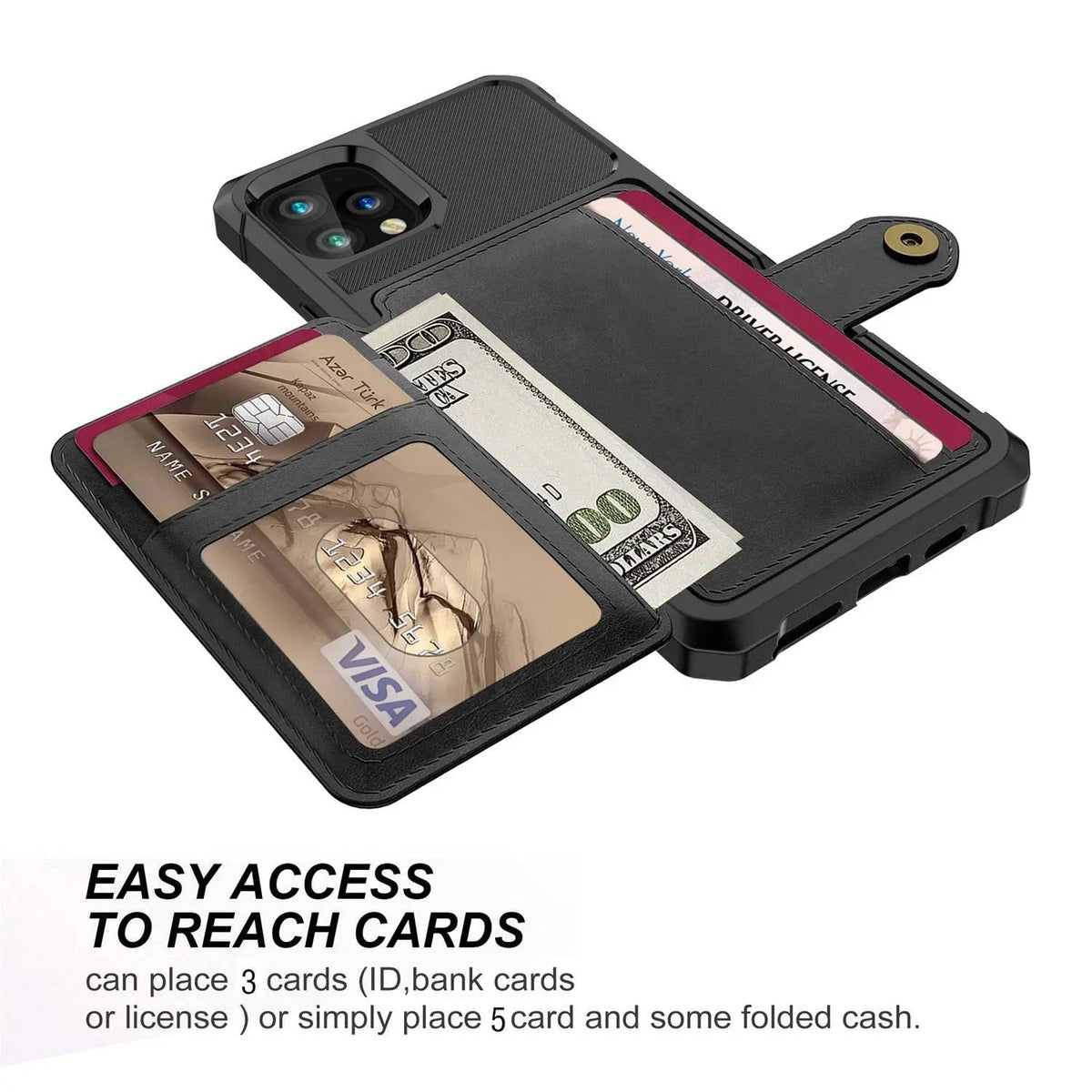 Folio-Wallet-Hülle für die iPhone-12-Serie — Kantenschutz in Lederoptik